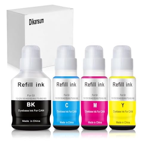 Dikarsum Compatible Canon GI-20 GI20 Refill Ink Kit for Canon PIXMA G5020 G6020 G7020 MegaTank Printers,4-Pack (BK C M Y) Inkjet Printer Ink Cover