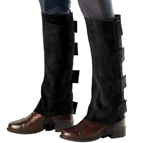 Mini chaps en daim Ovation pour femme en noir avec fermeture velcro taille M