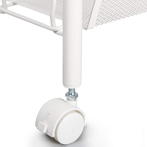 Rackaphile 4-Tier Slim Slide Out Storage Tower Rack Mesh Rolling Organization Serving Cart Shelf For Narrow Spaces Roller, White (4-Tier) #TOP2