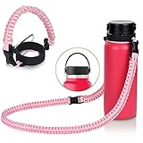 Wongeto 2.0 Paracord Handle with Shoulder Strap Compatible with Hydro Flask 2.0 Wide Mouth Water Bottle 12oz to 64oz-Water Bottle Strap Carrier for Walking,Camping,Going to School (Pink)