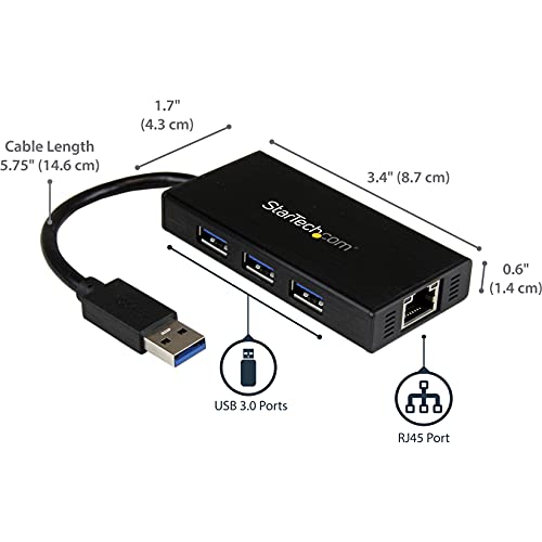 Startech.com Usb 3.0 Hub With Gigabit Ethernet Adapter - 5Gbps - 3 Port - Nic - Usb Network / Lan Adapter - Windows & Mac Compatible (St3300G3Ua) #TOP5