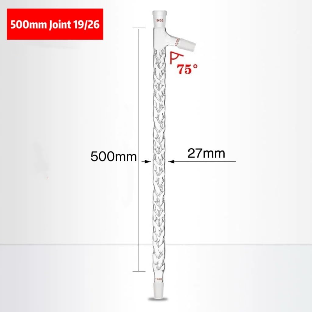 500mm Fractionating Column - Spike-Shaped Distilling Tube with Branch Plug for 19/24/29mm Joints(500mm Joint 19-26)