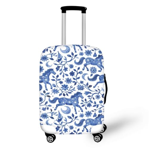 Housse valise XL cheval bleu en spandex élastique pour bagage voyage
