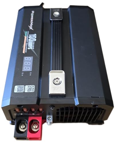 Image of PowerMax PMBC-100-SE Series 12V Battery Maintainer & Charger | Ultra-Stable Power Supply <100mV | Amp and Volt Meter | 15ft 4 Awg Cables with 45 Angled Clamps | Lithium Charge Profile