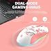DAREU Sakura Pink Gaming Maus Kabellose mit Magnetic Charging Dock Wiederaufladbar RGB,12K DPI, 6 Programmierbare Tasten, Hochpräziser Sensor 300IPS 1000Hz für PC Notebook Mac