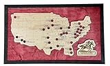 Horse Racing Track Bucket List Map – Framed Wooden Travel Tracker with Tokens – Horse Racing Wall Art Gift for Race Fans, Bettors & Thoroughbred Lovers