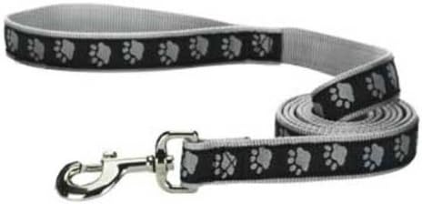 Guardian Gear Nylon Two-Tone Pawprint Dog Leash, 6-Feet x 1-Inch Lead, Black