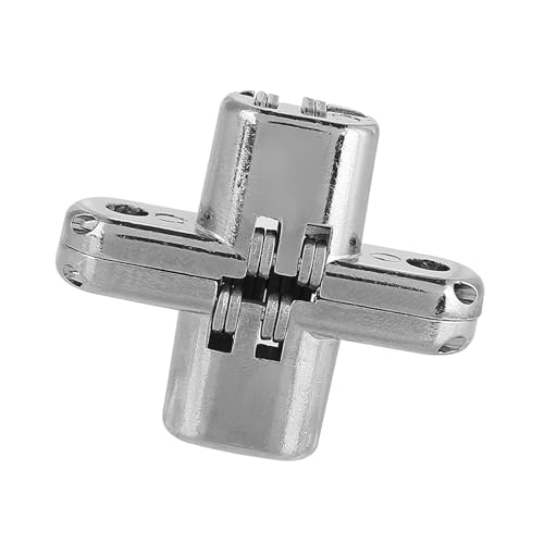 Cerniera per Porta a Croce Nascosta, Struttura Stabile e Durevole in Lega di Zinco, Angolo di Apertura di 180 Gradi, Adatta per Applicazioni Nascoste, Argento (Piccolo)