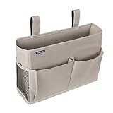 Surblue Bedside Caddy Hanging Bed Organizer Storage Bag Pocket for Bunk and Hospital Beds, College Dorm Rooms Baby Bed Rails,Camp 4 Pockets and 2 Hooks (Gray)