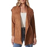 Skang Damen Mantel Herbst Einfarbige Damen-Herbst- und Winterjacke mit V-Ausschnitt und Riemen aus, geeignet für Familienfeiern, lässige Lohas Time-Jacke Roter Mantel Damen Herbst (Bronze, XL)