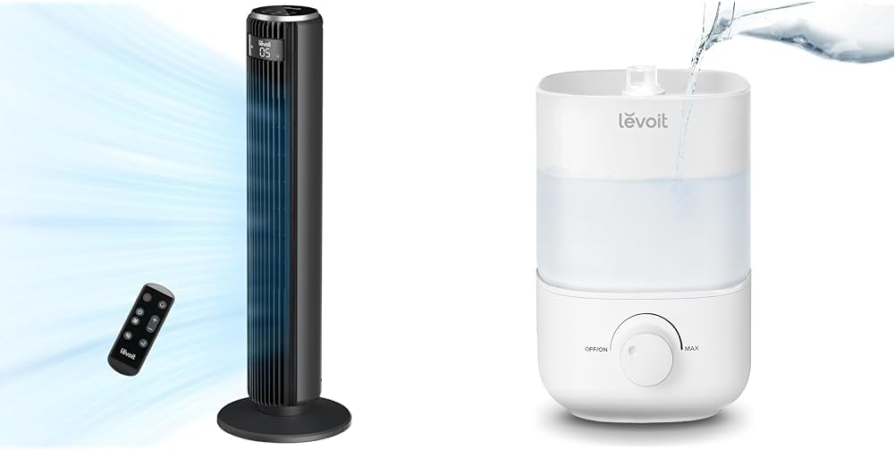 LEVOIT 36" Tower Fan & 2.5L Top Fill Cool Mist Humidifier Bundle
