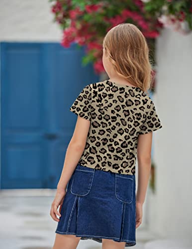 Image of Arshiner Girls Casual Tie Dye Short-Sleeve T-Shirt Cute Print Summer Blouse for Girls Twist Front Tunic Tee Tops