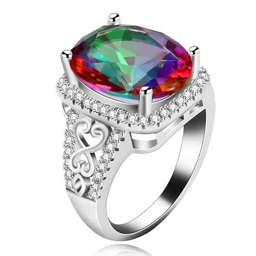 Women's Fashion Anniversary Promise Rings Platinum Plated Wedding Engagement Multicolor Cubic Zirconia Rings for Women Y5853