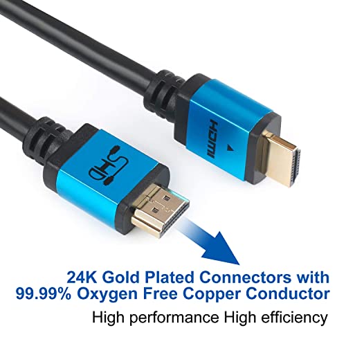 Shd Hdmi Cable 30Feet High Speed Hdmi Cord 2.0V Uhd 18Gbps Support 4K 3D 1080P Ethernet Audio Return Cl3 Rated Gold Plated Connectors Black Cable And Blue Metal Shell #TOP3