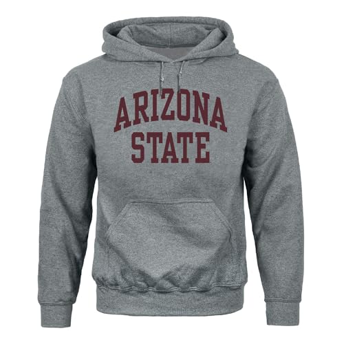 Barnesmith Hooded Sweatshirt, Adult Unisex, Classic Logo, Premium Grey Heavyweight Cotton Blend Fleece, Arizona State Sun Devils - Charcoal Grey, Large
