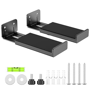 PlusAcc Universal Adjustable Wall Mount Brackets Holder for Soundbar Black