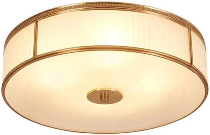 Round Brass LED Flush Mount Ceiling Light - Modern Fixture for Living Room and Dining Table(46cm)