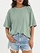 ATHMILE Oversized T Shirts for Women Loose Fit Crewneck Short Sleeve Tops Summer Casual Blouse Y2K 2025 Basic Tee Beach Grey Green