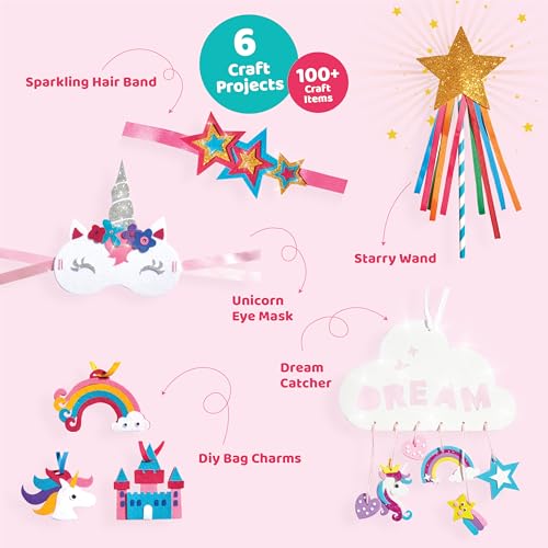 jackinthebox Unicorn Crafts for Kids Ages 5-8, 6-in-1 Unicorn Gifts for Girls, Unicorn Craft Kit, Unicorn Toys, Unicorn Arts and Crafts for Girls Aged 5 6 7 8 Years