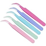 Shimmeroo 5 Stück Edelstahl Pinzetten Gebogene Pinzette Multifunktionale Pinzette Spitz für DIY Handwerksreparatur Scrapbooking Kartenherstellung Schmuck(10.5cm)