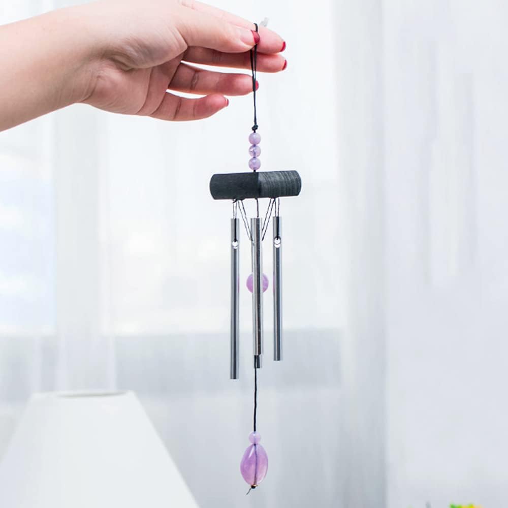 i-lan　4 Pack Small Silver Wind Chime with Ceramic Blank Drops, Metal Garden Wind Chimes with Different Len Bell Tubes, Soothing Harmony Sound Mini Outdoor Windcatcher Porches Décor