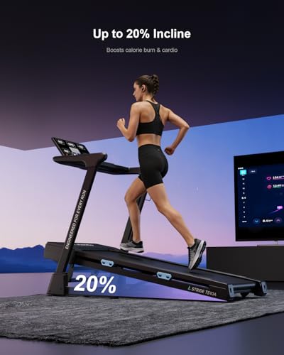 Image of Treadmill for Home with 20% Auto Incline, 20 inch Extra Wide Running Belt, 12.4 MPH High Speed Folding Treadmill, Kinomap App & Wireless Charging, 3.5HP Power Running Machine