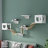 RACK PARA GATOS MONTADO EN LA PARED: A los gatos les gusta pararse alto para que puedan observar su entorno desde un punto de vista seguro. Podría ser una plataforma de salto para que tu gato salte sobre otros muebles para mascotas en la pared. Proporciona un ambiente agradable para que tu gato se mantenga activo y feliz.