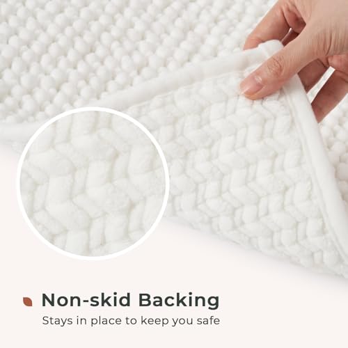 FRESHMINT Chenille Bath Rugs Set 2 Pieces, White, 17''x24''+20''x47'' by FRESHMINT - Used condition - Image 4