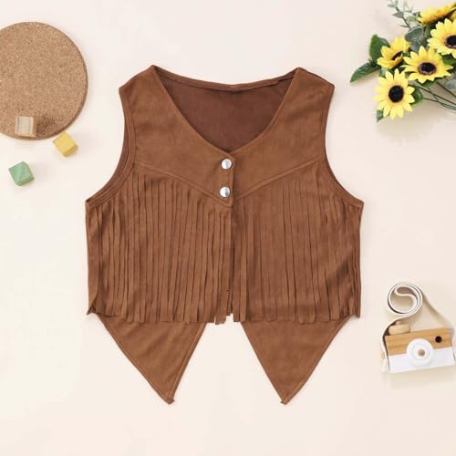 Girls Western Fringe Vest Boho Sleeveless Suede Jacket Hippie Cardigan Party Outfit Summer Festival Top for Kids3