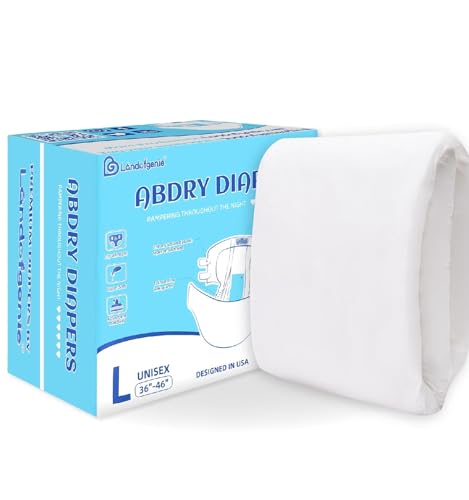 Landofgenie Diaper Adult Incontinence Underwear High Absorbency Plain White Diapers with Tabs 10 Pieces (Medium 28