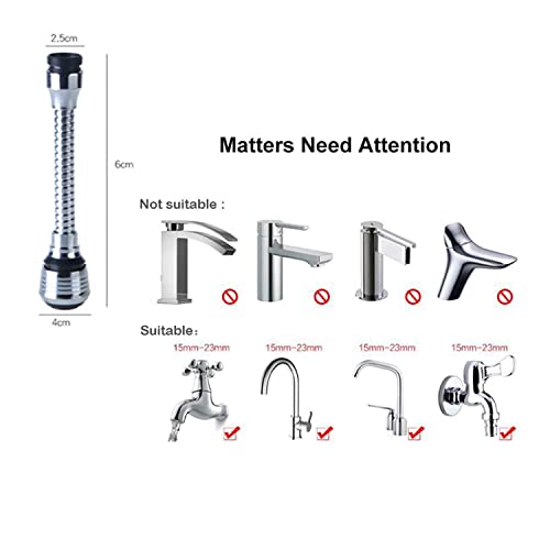 Gladnt Movable Kitchen Faucet Sprayer 2 Pcs Water Sprayer Attachment 360° Rotatable Anti-Splash Lengthen Faucet Nozzle Head Faucet Extension Attachment For Kitchen Sink, Bathtub With 1 Cleaning Brush #TOP1