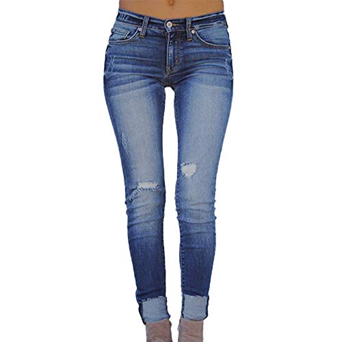 Handyulong Womens Plus Size Jeans Skinny Ripped Mid Rise Stretch Denim Pants Distressed Jeans Destroyed Slim Jeggings