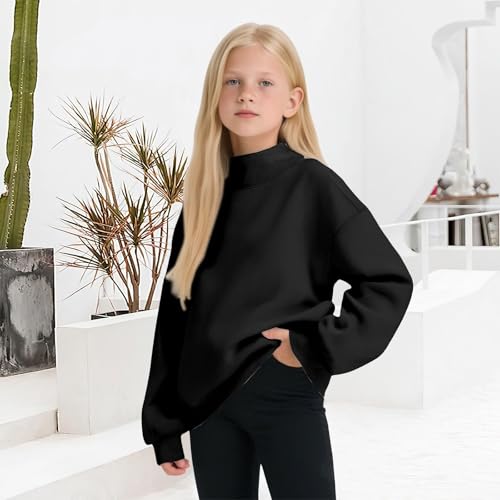 Mock Neck Sweatshirt for Girls Oversized Turtleneck Sweater Long Sleeve Cute Fleece Pullover Tops Fall Trendy Hoodies3