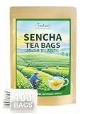 TeeLux Sencha Grüner Tee Beutel 100 Stück, Vegan, Erfrischender Geschmack, Reiner Natürlicher Grüntee, Biologisch Abbaubare Teebeutel