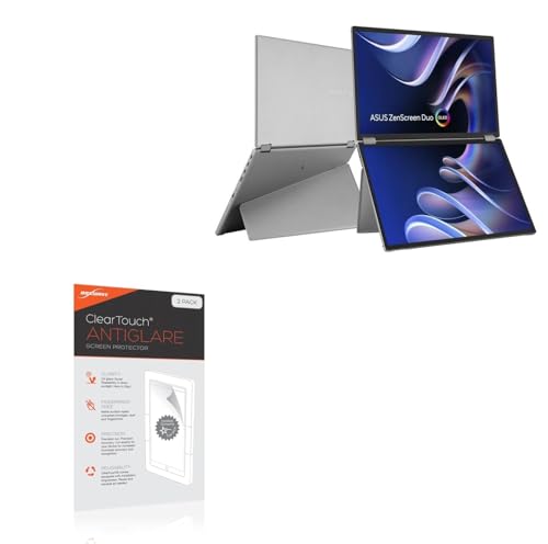BoxWave Screen Protector Compatible with ASUS ZenScreen Duo OLED Portable HDR Monitor (14 in) - ClearTouch Anti-Glare (2-Pack), Anti-Fingerprint Matte Film Skin