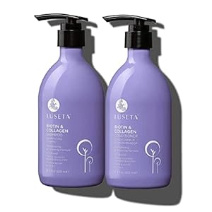 Luseta Biotin Shampoo and Conditioner for Hair – Thickening Shampoo for Thinning Hair- Infused with Argan Oil to Damaged Dry Hair – Sulfate Free Paraben Free-2 x 16.9 fl oz
