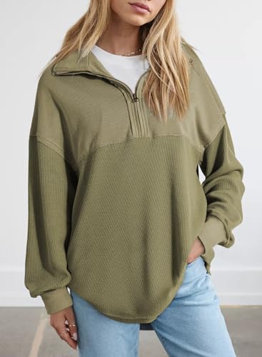 Image of SHEWIN Women Fall Sweatshirt Casual Half Zip Pullover Fall Top 2026 Clothes