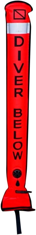 Nylon Coated TPU 4' SMB Surface Marker Buoy - Safety Sausage - Reflective Tape - Oral Inflation Valve - Scuba Diving - Dive - Diver - Orange