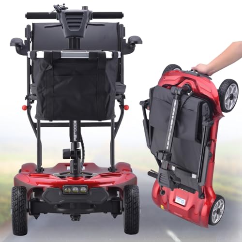 Scooter De Movilidad Portátil,Scooter De Movilidad Plegable De 4 Ruedas,Scooters De Movilidad Para Adultos,Scooter Eléctrico,Con Cargador Y Cesta Incluidos,Para Adultos Mayores 10ah