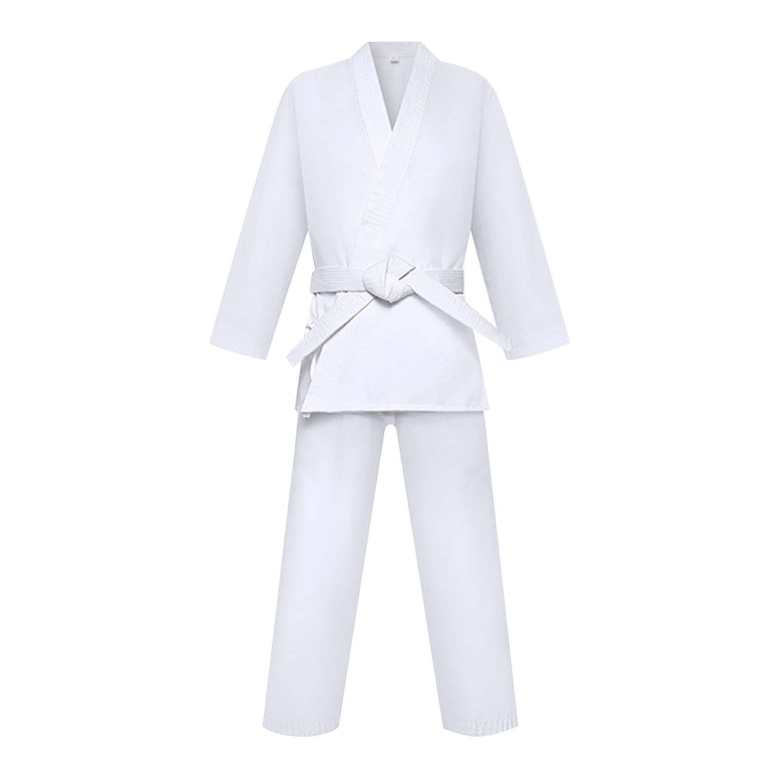Costume d'uniforme de karaté judo – Arts martiaux Jiu Jitsu Judogi Aikido Keikogi Taekwondo Bando Kung Fu Tenue d'entraînement Ensemble Veste Pantalon Ceinture libre pour hommes, femmes et Classique