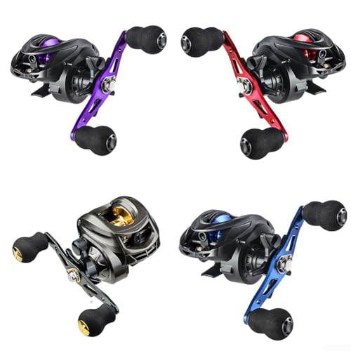 Durashmall Baitcasting Moulinet de pêche à la carpe avec rapport de vitesse 6.3:1 et 10 aimants N24, corps en nylon pour pêche en eau douce (Bleu droit)