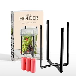 Multifunctional Eco Kitchen Stand Holder and Drainer, Wine Decanter Drying Stand, Stand Support Storage and Collapsible Drying Rack for Plastic Bags, Bottles, and Cups (50 Plastic Bags Included)