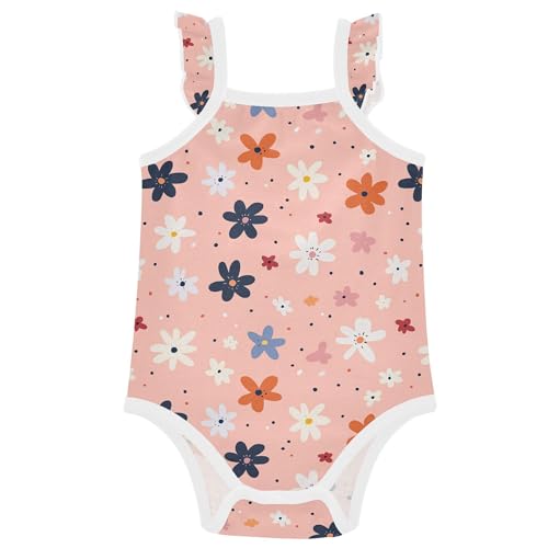 Wudan Body sans manches en coton doux pour fille Motif fleurs Taille 3M, Belles fleurs, 12 mois