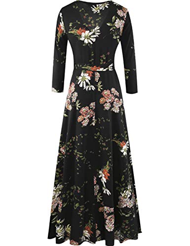 Aphratti Women's Maxi Dresses Summer 3/4 Sleeve V Neck Faux Wrap Flowy Spring Long Floral Maxi Dress4