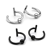 PiercingJ Mens Womens 4pcs 16g Stainless Steel Non-piercing Fake Nose Ring Cartilage Earring (4pcs 16g Ball)