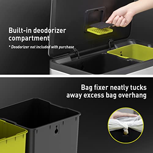 Eko Ecocasa Ii 36L+24L Dual Compartment Kitchen Recycle Trash Can, Stainless Steel Finish #TOP6