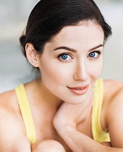 Plomfov 20G Stainless Steel Stud Earrings For Women Men Cz Heart Star Moon Flat Back Earrings Cartilage Hoops Helix Tragus Daith Earrings Piercing Jewelry Silver #TOP1