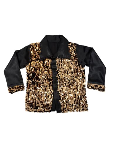 Image of BookMyCostume Western Dance Costume for Boys - Black & Golden Sequin Collared Shirt & Pants Set | Annual Day Dance Dresses & Fancy Dress for Stage Shows & Performances | 4-5 Years