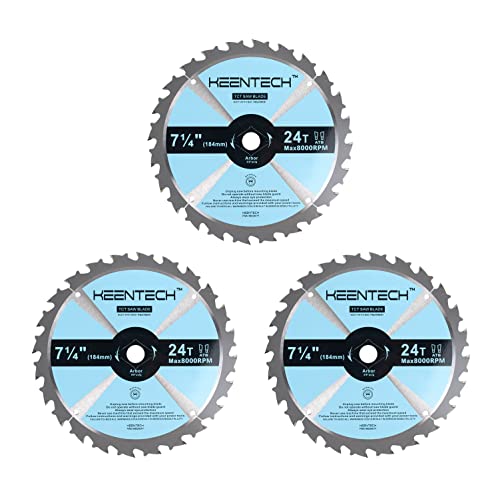 Keentech Circular Saw Blade, 7 1/4 Inch, 24 Tooth, Wood Cutting, 3 Pack (Fwa18402401Y) #TOP7