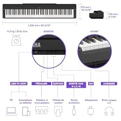 Yamaha P-225 Piano numérique léger et portable avec clavier Graded-Hammer-Compact à 88 touches et 24 voix instrumentales, en noir - Les Beatles, Paul McCartney, John Lennon, RIngo Starr, George Harrison Yamaha P-225 Piano numérique léger et portable avec clavier Graded-Hammer-Compact à 88 touches et 24 voix instrumentales, en noir – Image 6